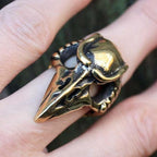 Anneau corbeau steampunk en bronze