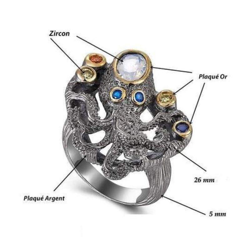 Anneau pieuvre au style steampunk