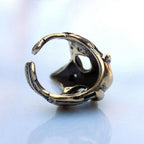 Bague bronze à corbeau steampunk