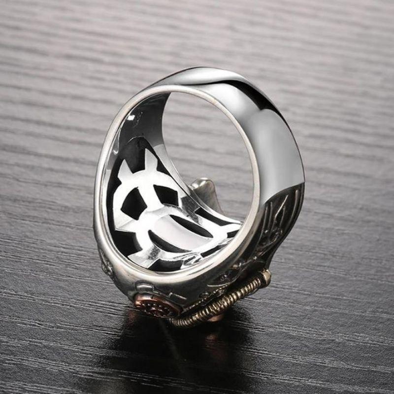 Bague d'inspiration steampunk à tête de mort