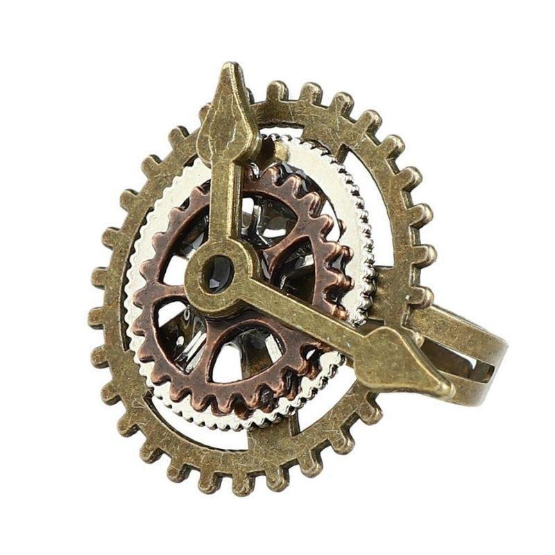 Bague horloge de style steampunk