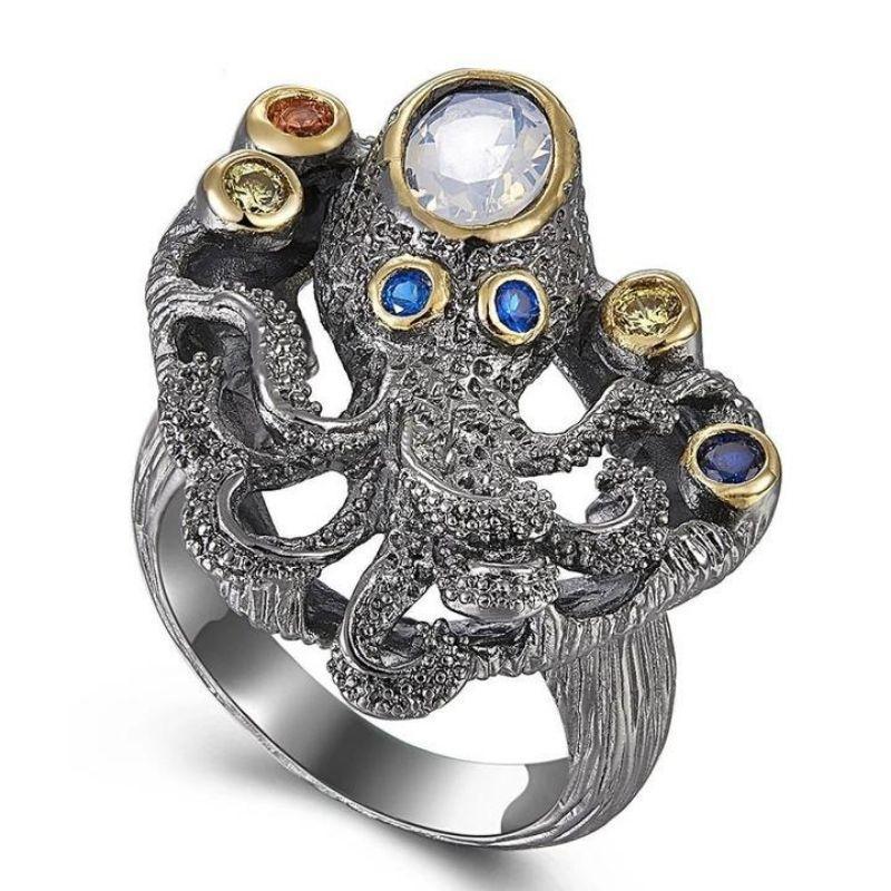 Bague pieuvre de style steampunk