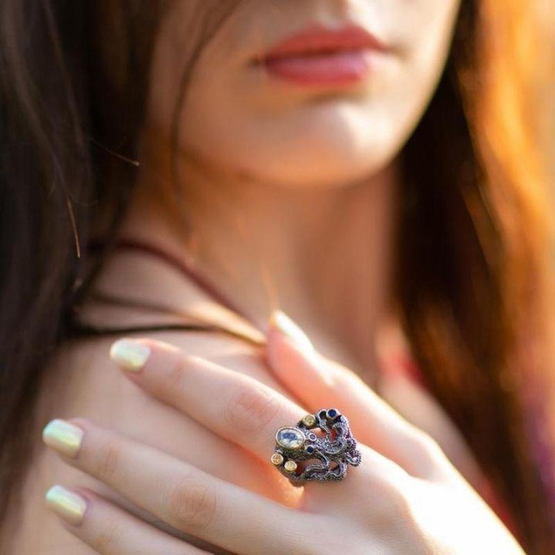 Bague steampunk à motif pieuvre