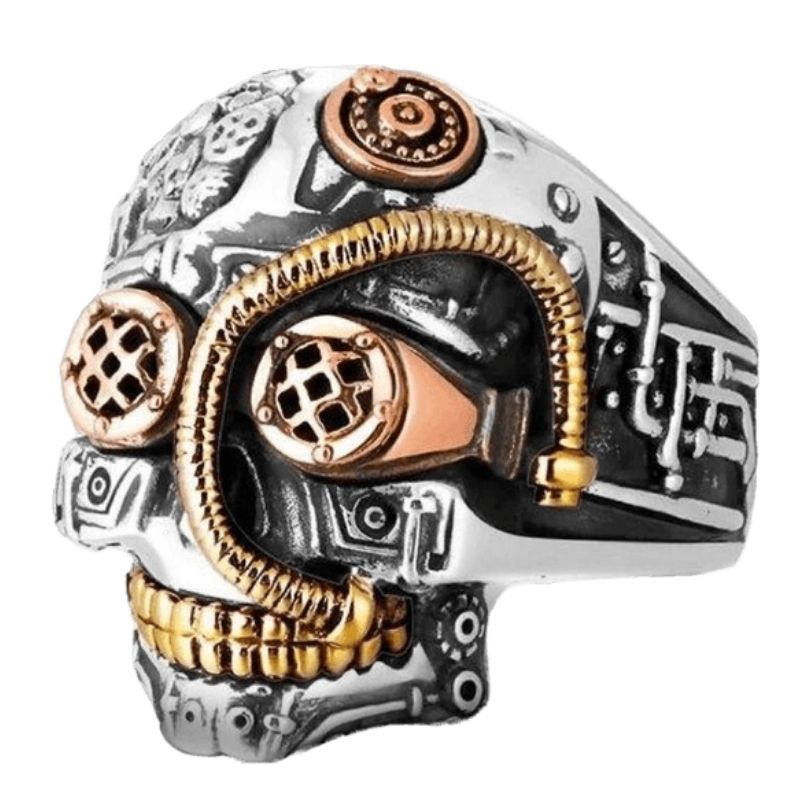Bague steampunk à tête de mort