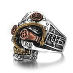 Bague steampunk ornée d’un crâne