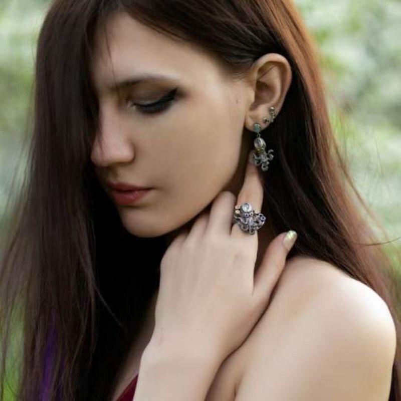Bague steampunk ornée d’une pieuvre