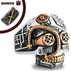Bague style steampunk avec tête de mort