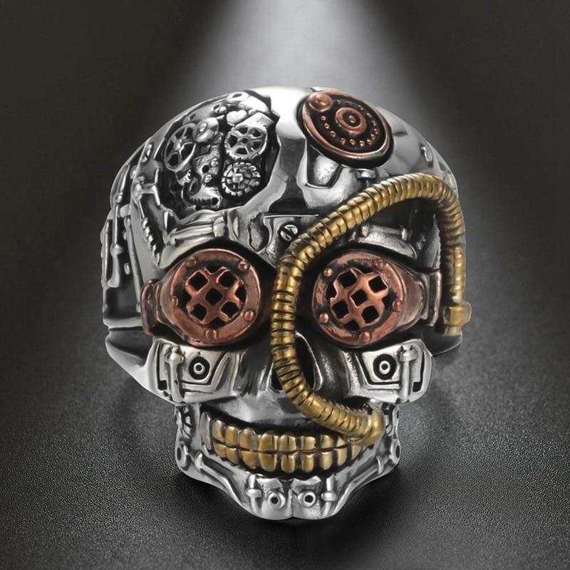 Bague tête de mort steampunk