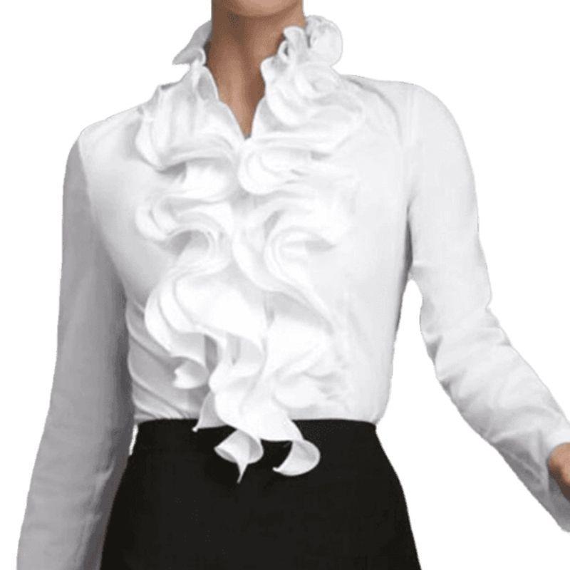 Blouse féminine victorienne dotée d’un col volanté