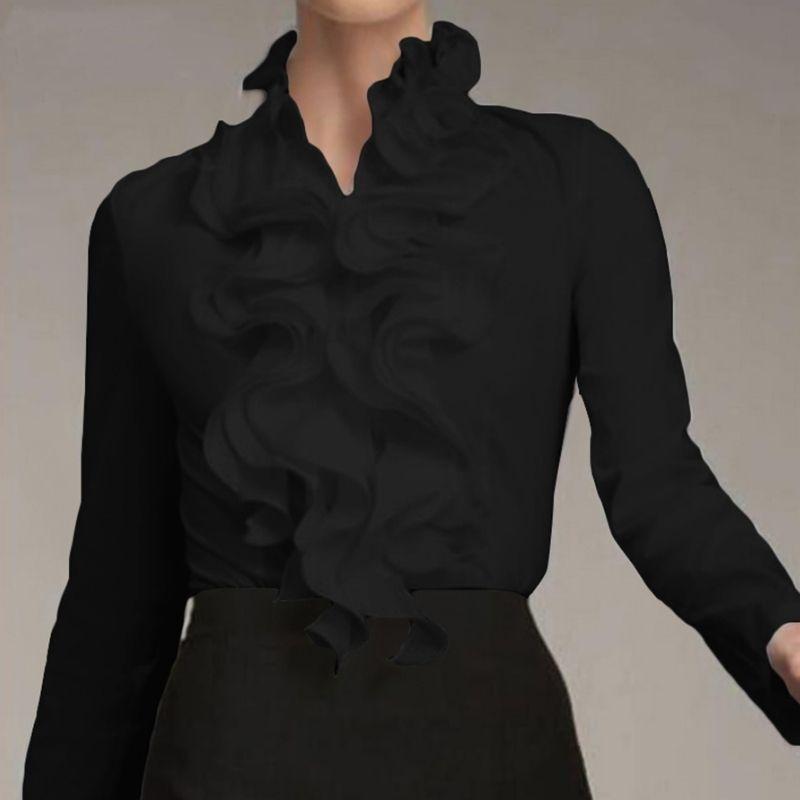 Blouse femme victorienne avec col volanté