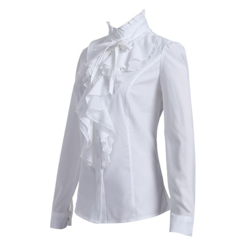 Blouse victorienne blanche avec jabot