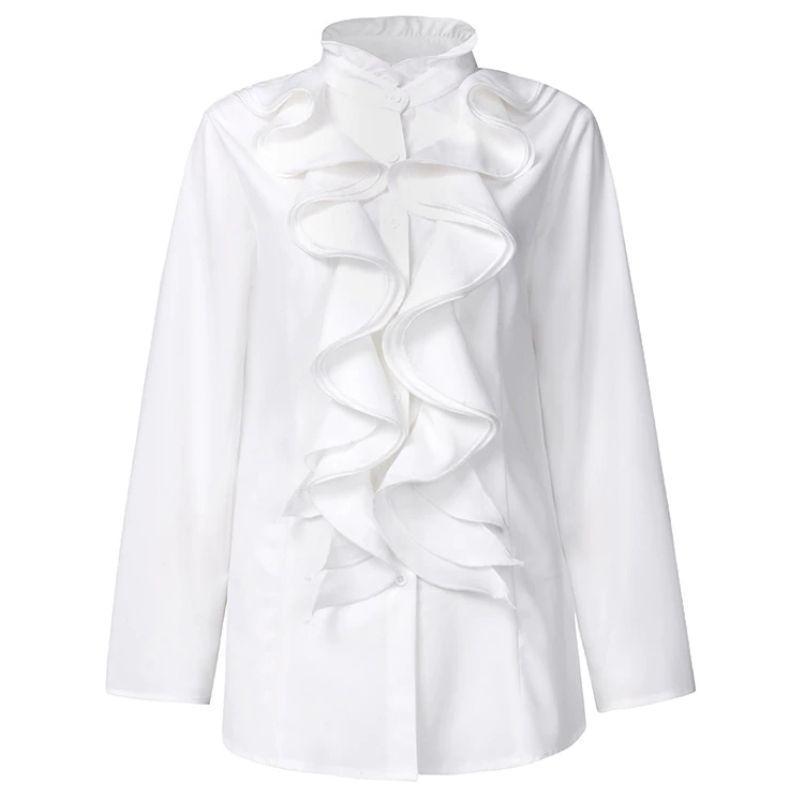 Blouse victorienne femme à col volanté