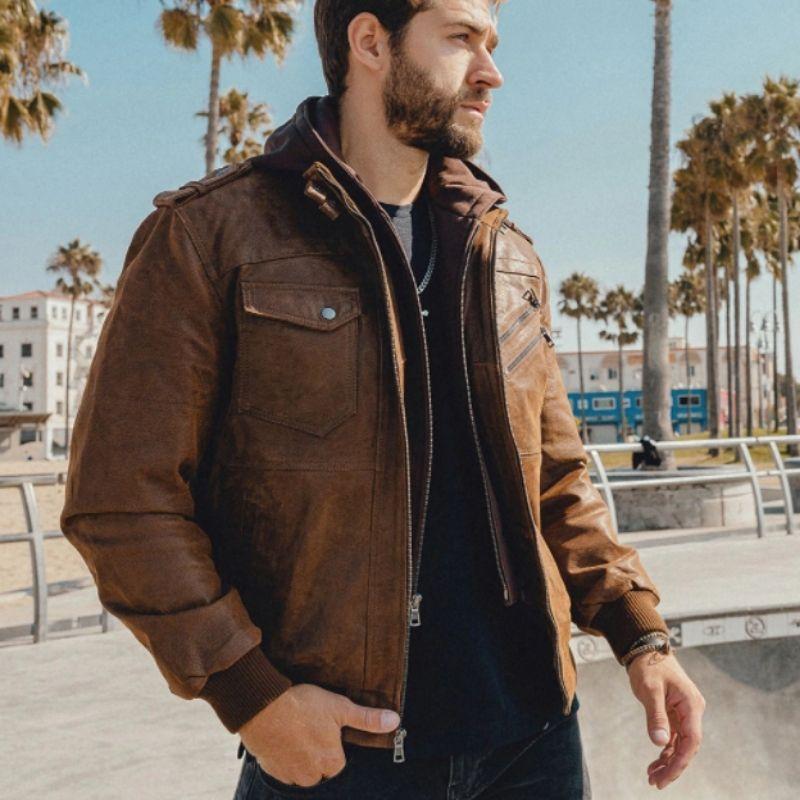 Blouson en cuir de style steampunk