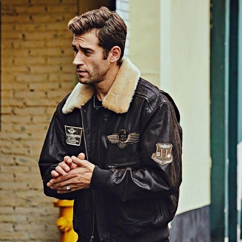 Blouson steampunk d’aviateur en cuir