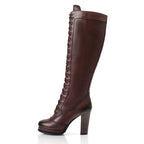 Bottes au look victorien en cuir et simili