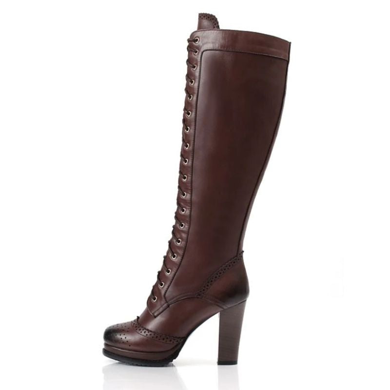 Bottes au look victorien en cuir et simili