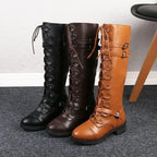 Bottes brunes steampunk en PU
