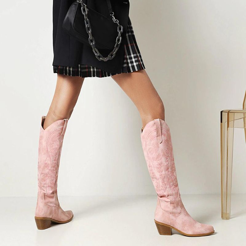 Bottes en daim style western pour femme