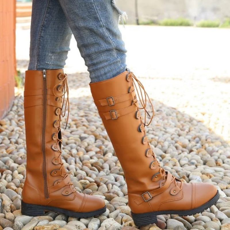 Bottes en polyuréthane marron style steampunk