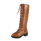 Bottes en PU marron esprit steampunk
