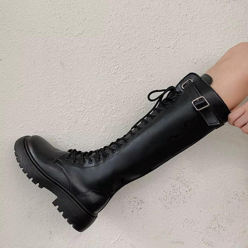Bottes femme en PU style steampunk