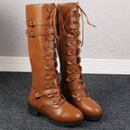 Bottes marron d'inspiration steampunk en PU