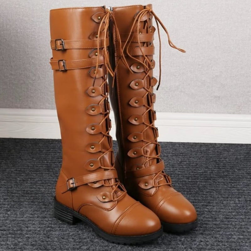 Bottes marron d'inspiration steampunk en PU