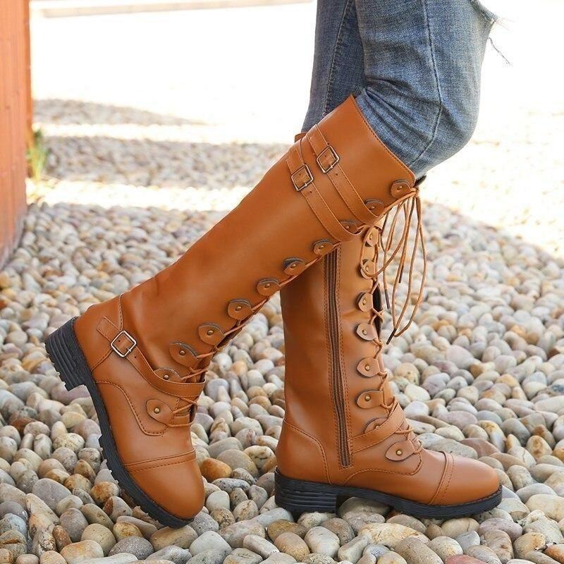 Bottes marron en PU de style steampunk