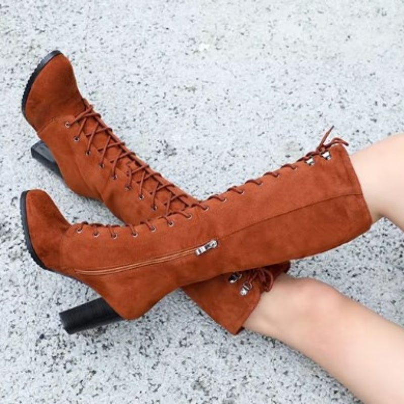 Bottes montantes à lacets pour femme