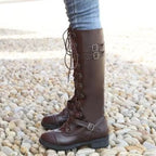 Bottes steampunk brunes en polyuréthane