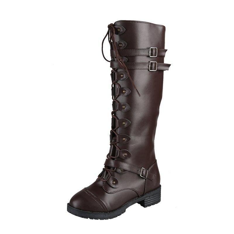 Bottes steampunk marron en PU