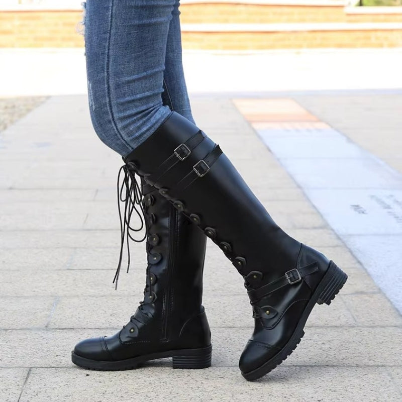 Bottes steampunk montantes sans talons