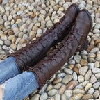 Bottes style steampunk en PU marron