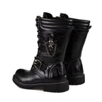 Bottes style steampunk gothique avec tête de mort