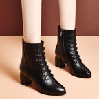 Bottines à boutons en PU noir steampunk