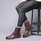 Bottines à lacets marron en simili PU