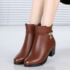 Bottines à talon en PU marron