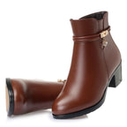 Bottines à talon marron fabriquées en PU