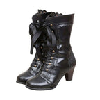 Bottines au design victorien steampunk avec lacets