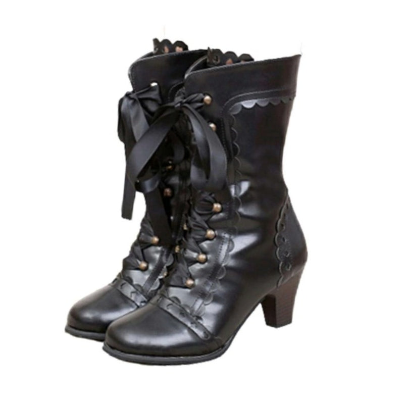 Bottines au design victorien steampunk avec lacets
