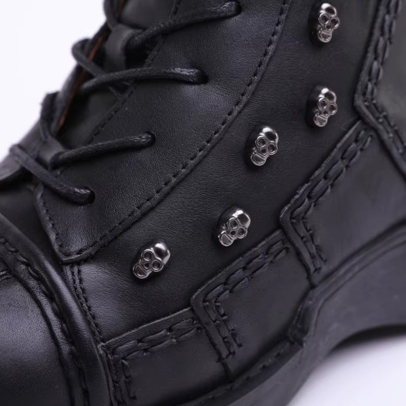 Bottines en cuir de moto pour homme