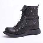 Bottines en cuir pour motard homme