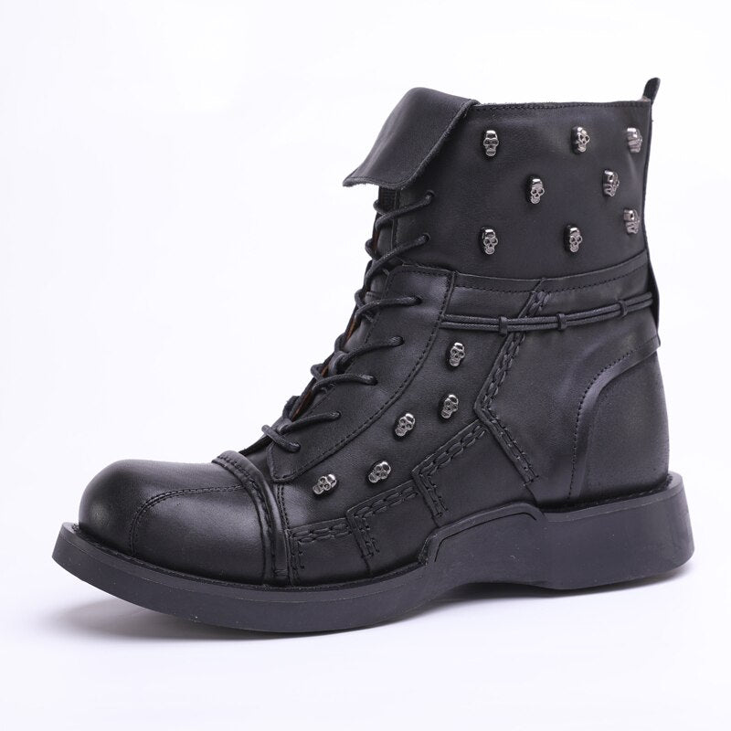 Bottines en cuir pour motard homme