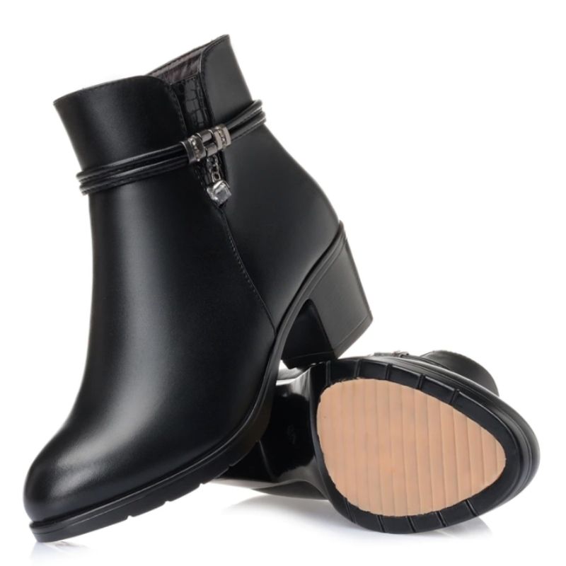 Bottines en polyuréthane noir, talon 5 cm