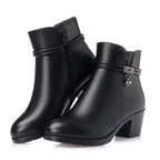 Bottines en PU de couleur noire, talon 5 cm