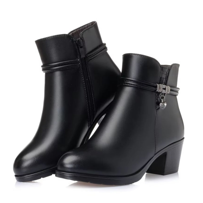 Bottines en PU de couleur noire, talon 5 cm