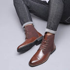 Bottines en simili PU marron avec laçage
