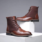 Bottines en similicuir PU marron à lacets