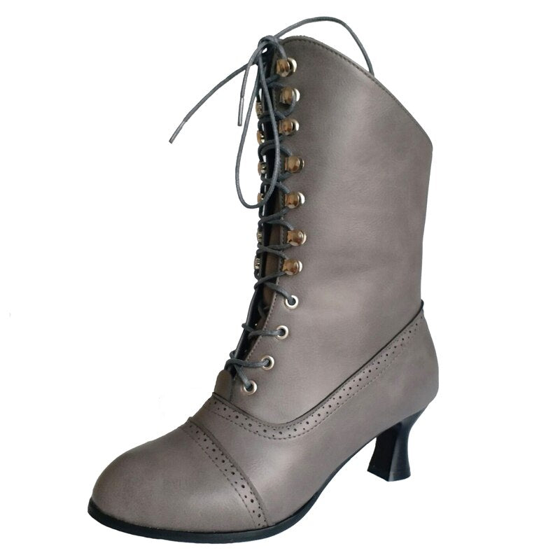 Bottines grises à lacets pour femme