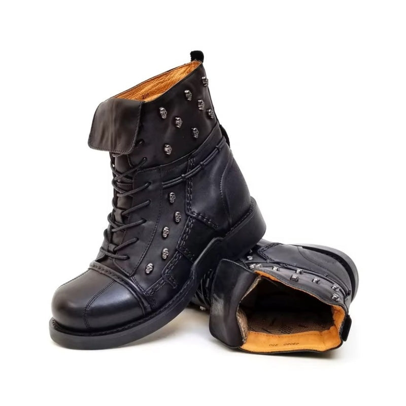 Bottines homme en cuir de style motard